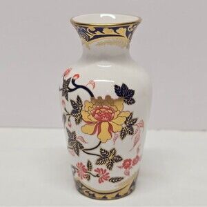 Vintage Spode Imari Floral And Bird Accent Gold Trim Bud Vase F1907-AO England